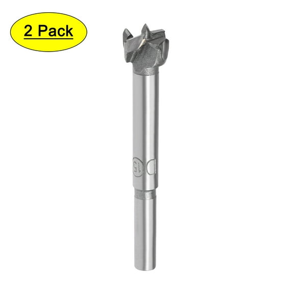 Uxcell 15mm Forstner Hole Saw Carbide Tip Round Shank 2Pack Wood Boring Drill Bit