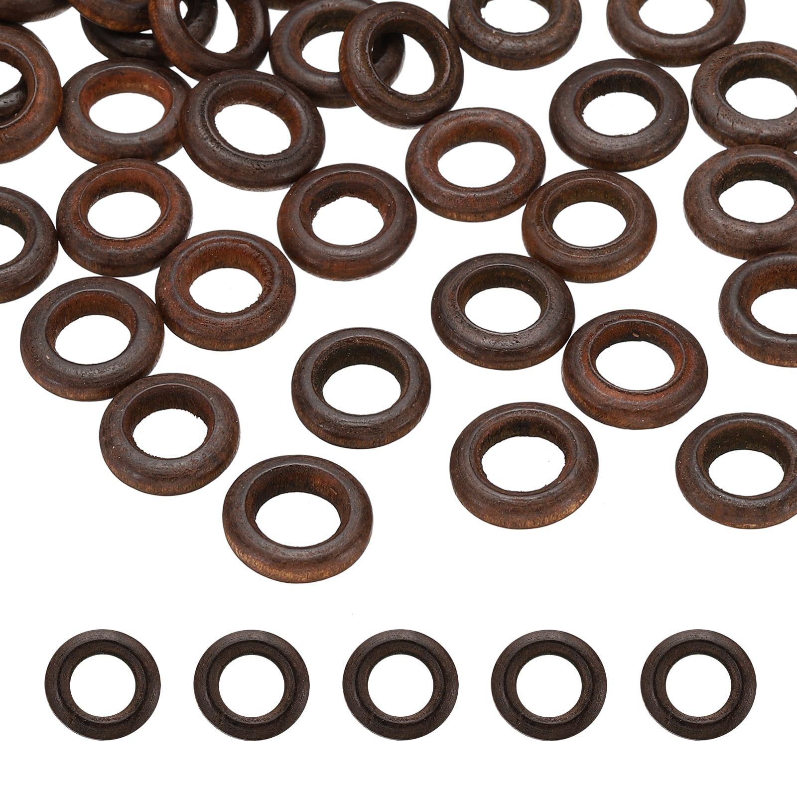 Uxcell 15mm Natural Wooden Rings, 50 Pack Wood Ring Round Linking Rings ...