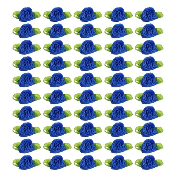 Uxcell 15mm Tiny Satin Ribbon Rose Fabric Flowers Embellishments Rosettes Applique Dark Blue 250 Pcs