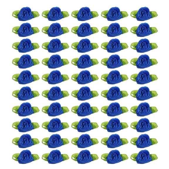 Uxcell 15mm Tiny Satin Ribbon Rose Fabric Flowers Embellishments Rosettes Applique Dark Blue 50 Pcs