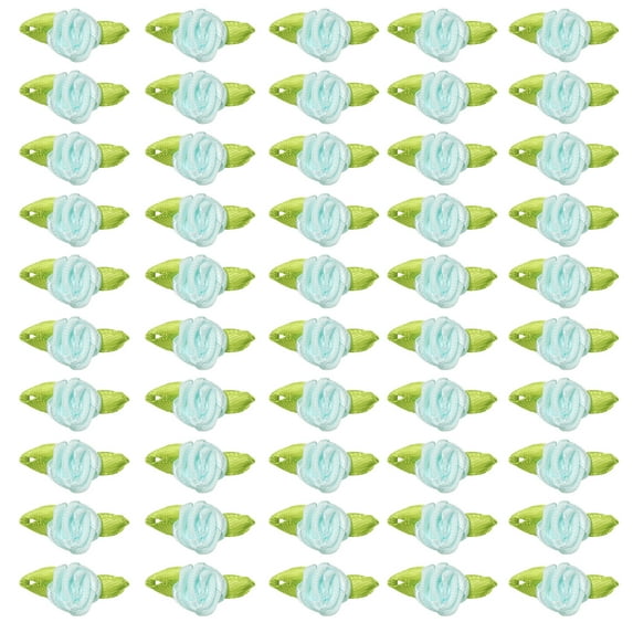 Uxcell 15mm Tiny Satin Ribbon Rose Fabric Flowers Embellishments Rosettes Applique Light Blue 250 Pcs