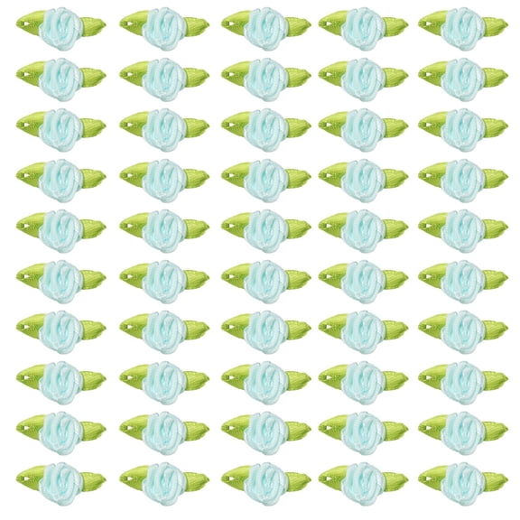 Uxcell 15mm Tiny Satin Ribbon Rose Fabric Flowers Embellishments Rosettes Applique Light Blue 300 Pcs