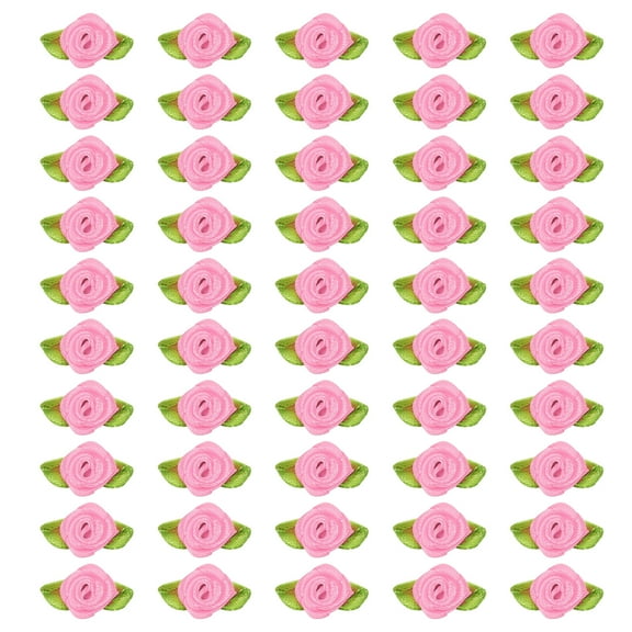 Uxcell 15mm Tiny Satin Ribbon Rose Fabric Flowers Embellishments Rosettes Applique Pink 200 Pcs