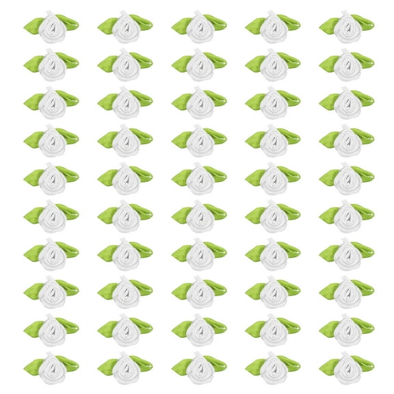 Uxcell 15mm Tiny Satin Ribbon Rose Fabric Flowers Embellishments Rosettes Applique White 250 Pcs