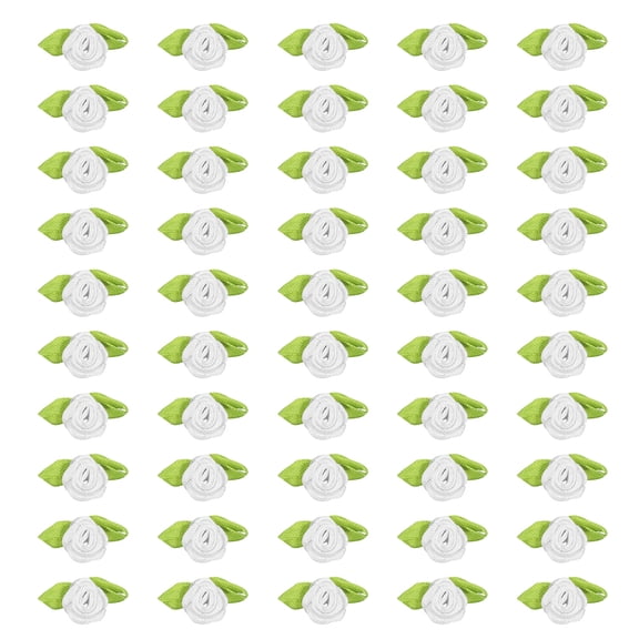 Uxcell 15mm Tiny Satin Ribbon Rose Fabric Flowers Embellishments Rosettes Applique White 300 Pcs