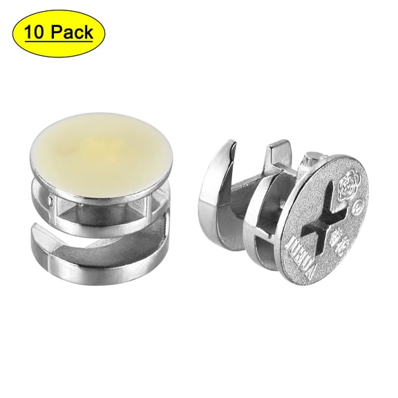 Uxcell 15mm x 12mm Furniture Cam Lock Fittings Zinc Alloy with Light Yellow Cover 10 Pack