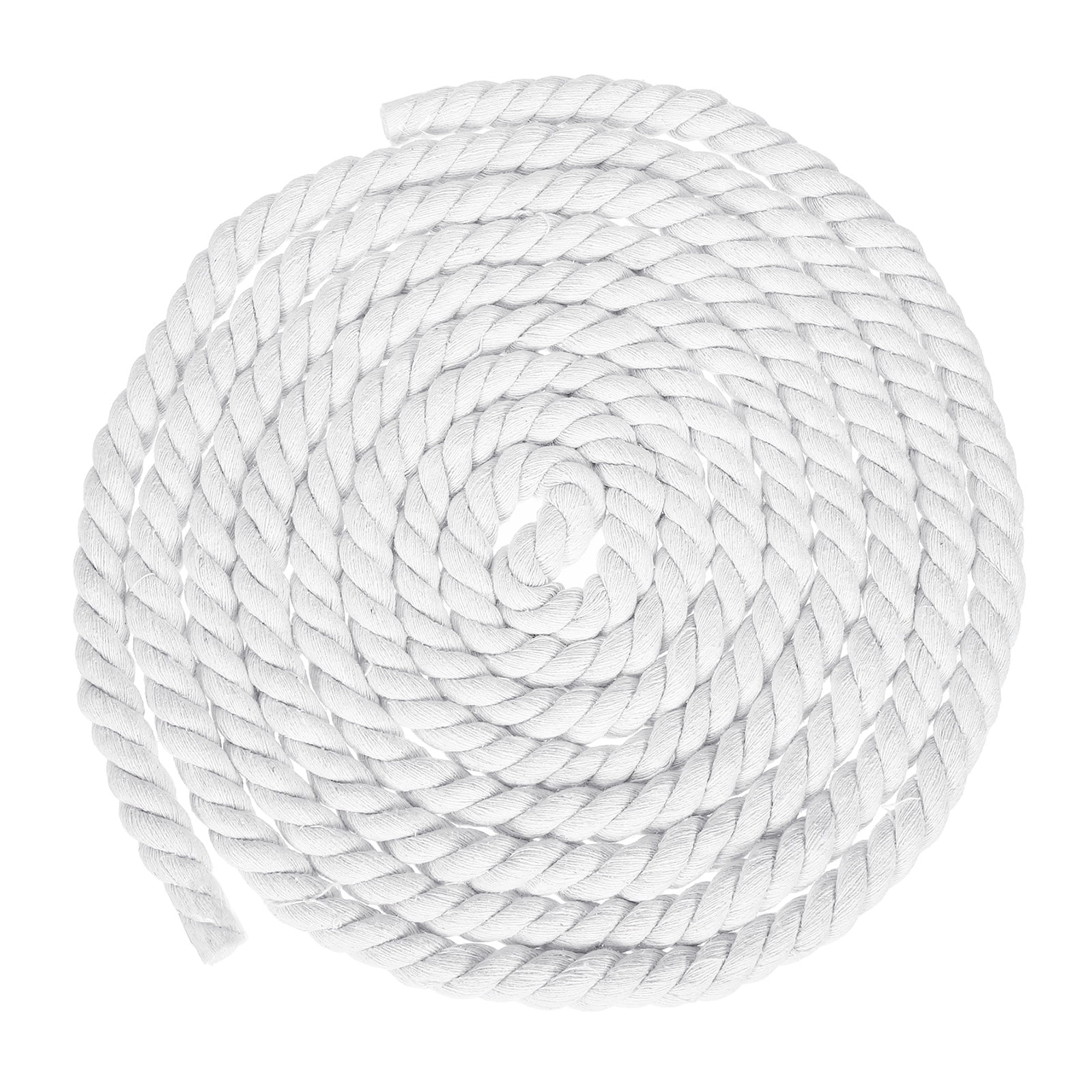 Uxcell 0.59" x 14.8 Feet White Cotton Rope 3 Strand for DIY Wall Hanging Knotting