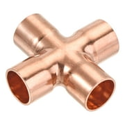 Uxcell 15mm x 1mm 4 Ways Copper End Feed Equal Cross Pipe Fitting for Water Gas Oil