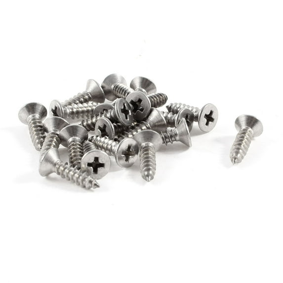 Uxcell 15mm x 3.9mm Thread Head Self Tapping Screw Silver Tone (20-pack)