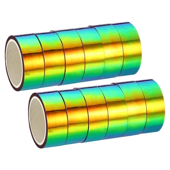 Uxcell 15mmx5m Holographic Tape Adhesive Metallic Foil Masking Sticker, Purple 12 Roll