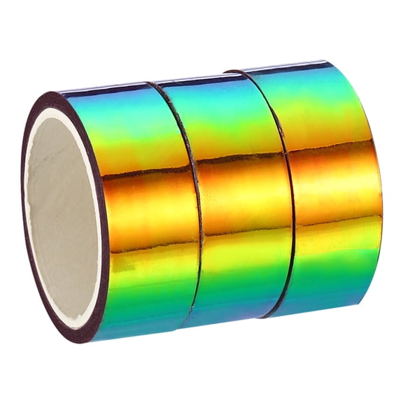 Uxcell 15mmx5m Holographic Tape Adhesive Metallic Foil Masking Sticker, Purple 3 Roll