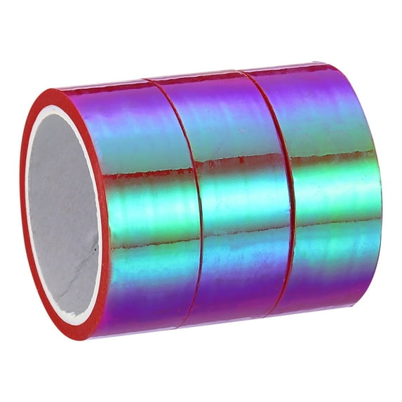 Uxcell 15mmx5m Holographic Tape Adhesive Metallic Foil Masking Sticker, Rose Red 3 Roll