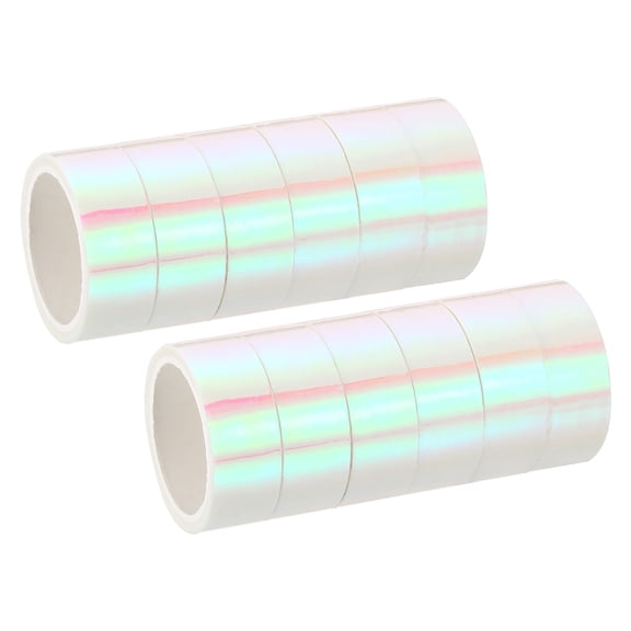 Uxcell 15mmx5m Holographic Tape Adhesive Metallic Foil Masking Sticker, White 12 Roll