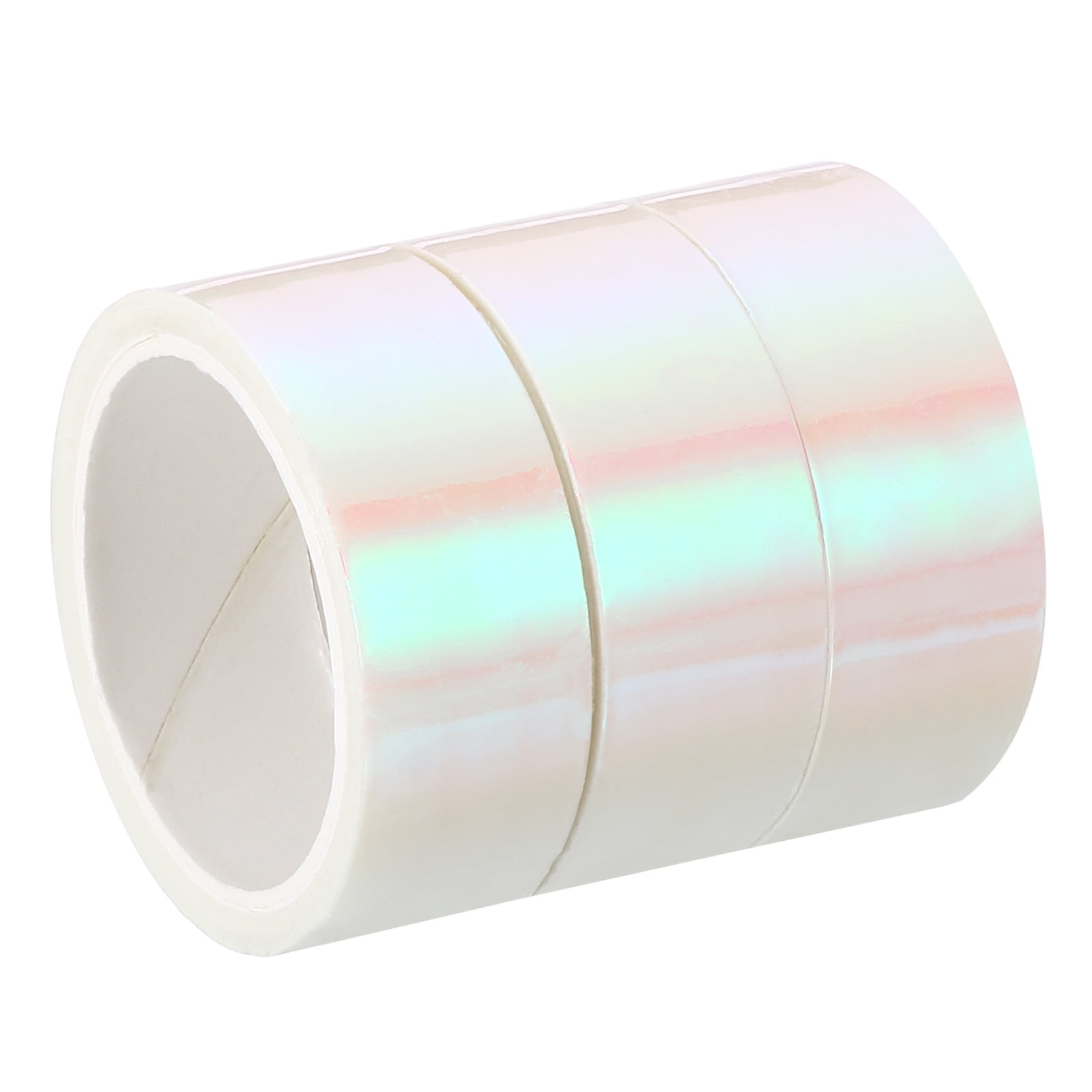 Uxcell 15mmx5m Holographic Tape Adhesive Metallic Foil Masking Sticker,  White 3 Roll