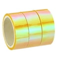 thumbnail image 1 of Uxcell 15mmx5m Holographic Tape Adhesive Metallic Foil Masking Sticker, Yellow 3 Roll, 1 of 5