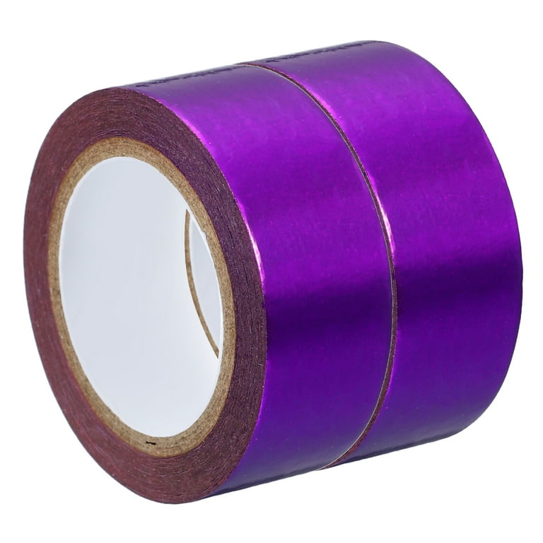 15mm x 5M Metallic Washi Tape, 2 Roll Masking Foil Sticker Self Adhesive for DIY Art Craft Wrapping Decoration, Purple | Harfington