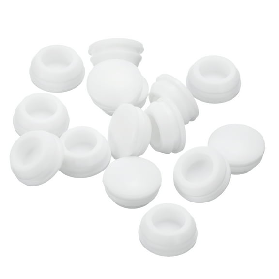 Uxcell 15pack Silicone Plugs, Rubber Round Snap in Locking Hole Plugs Waterproof Hole Plug for 14-15mm Hole, White