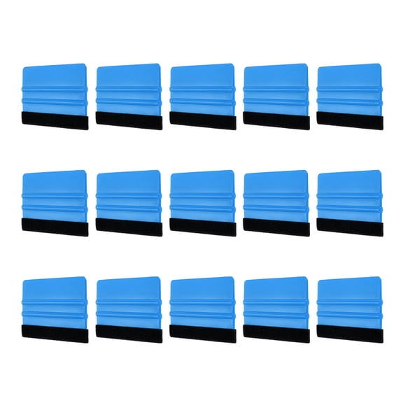 Uxcell 15pack Vinyl Squeegee, Felt Edge Decal Tool, 4-Inch Scraper for Car Wrap, Sign Making, Blue, Rectangle