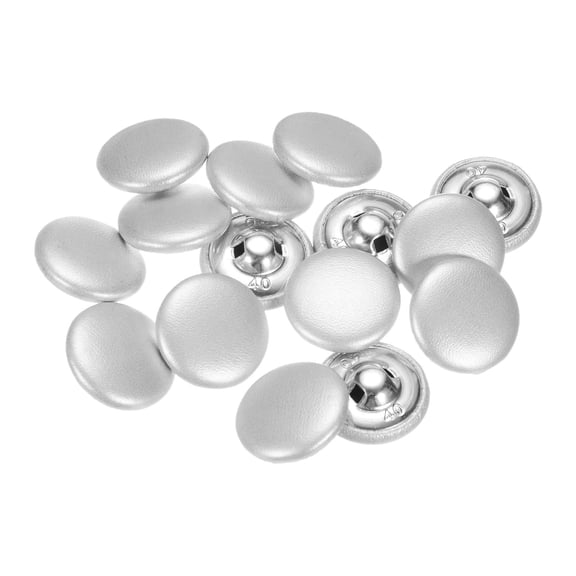 Uxcell 15 Pcs 40L Leather Covered Button 25mm Metal Shank Round Sewing Buttons for Suits Dress Blouses Silver Tone