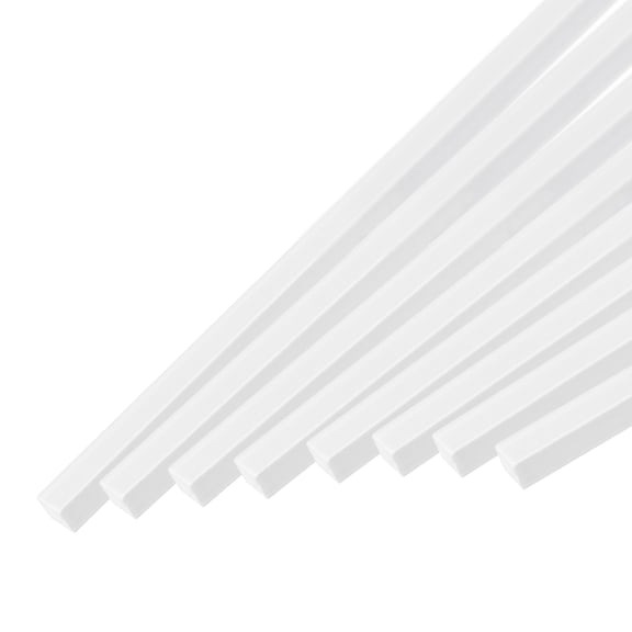 Uxcell 15Pcs ABS Square Rod 4x4x500mm ABS Plastic Stick Solid Bar White Plastic Rods
