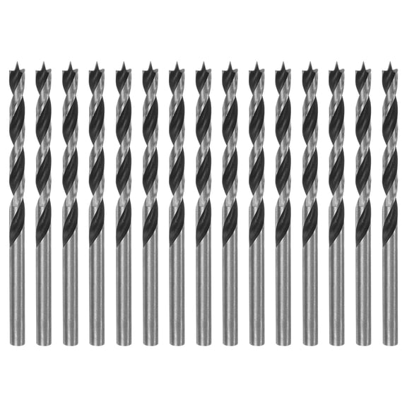 Uxcell 15pcs Brad Point Drill Bits Dia 4mm/0.2" Carbon Steel Round Shank Drill Woodworking 75mm