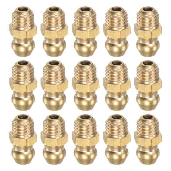 Uxcell 15pcs Brass Straight Grease Fitting 1/4"-28 SAE Thread Hydraulic Grease Nipple Accessories
