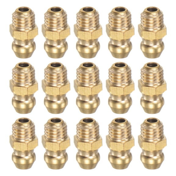 Uxcell 15pcs Brass Straight Grease Fitting 1/4"-28 SAE Thread Hydraulic Grease Nipple Accessories