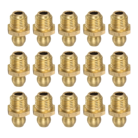 Uxcell 15pcs Brass Straight Grease Fitting 5/16"-32 SAE Thread Hydraulic Grease Nipple Accessories