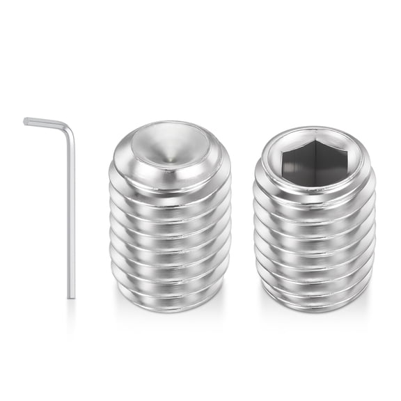 Uxcell 15pcs Cup Point Hex Socket Set Screws - [M8-1.25x12mm] 18-8 Stainless Steel Headless Allen Head Grub Set Screw with Hex Key Wrench for Door Handles, Bathroom Fixture & Towel Rack