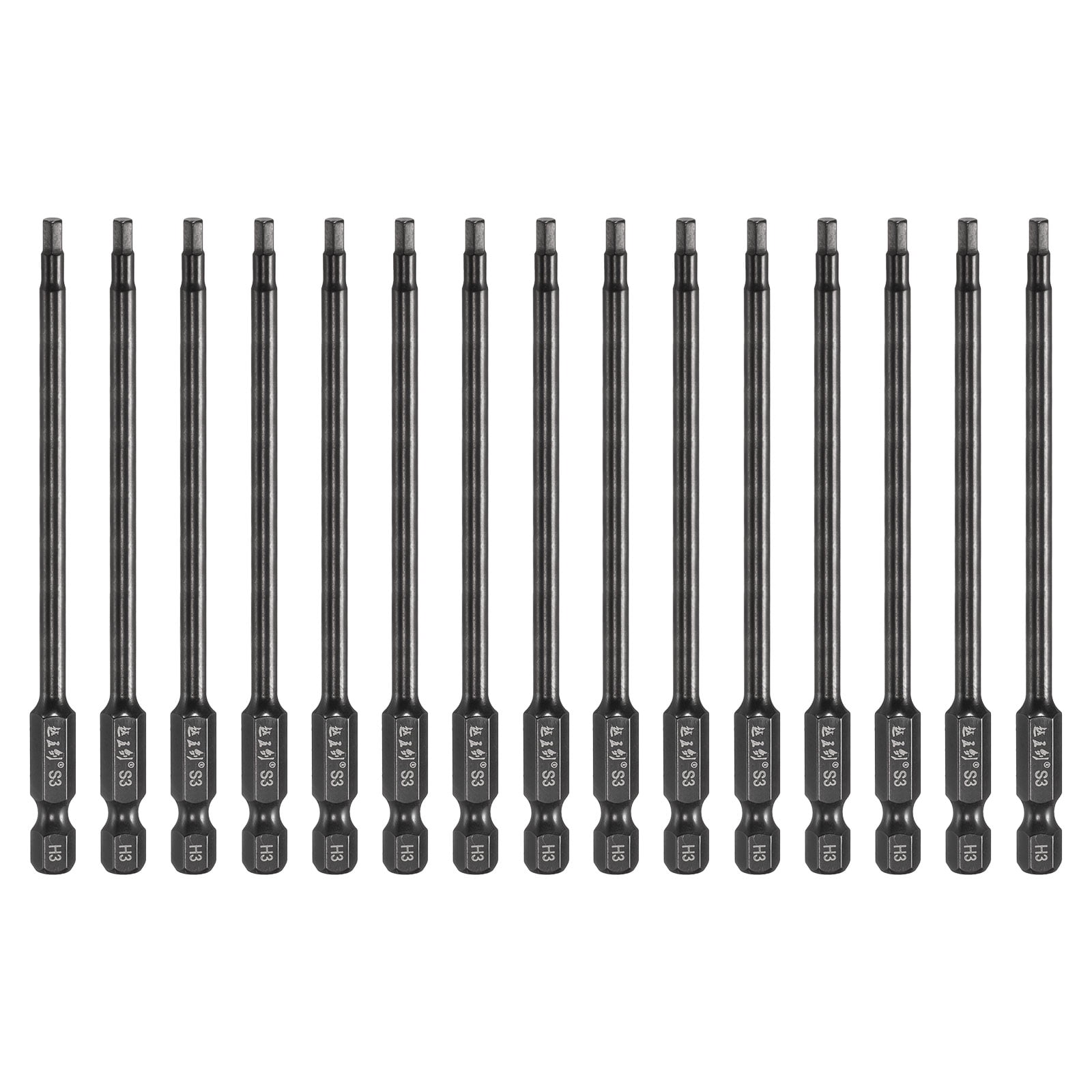Uxcell 15pcs Hex Head Wrench Drill Bit 3mm(H3) Metric 1/4" Hex Shank 4"(100mm) Length S3 Steel Magnetic Impact Drivers Screwdriver Bit Industrial Grade Hexagon Electric Drill Bits