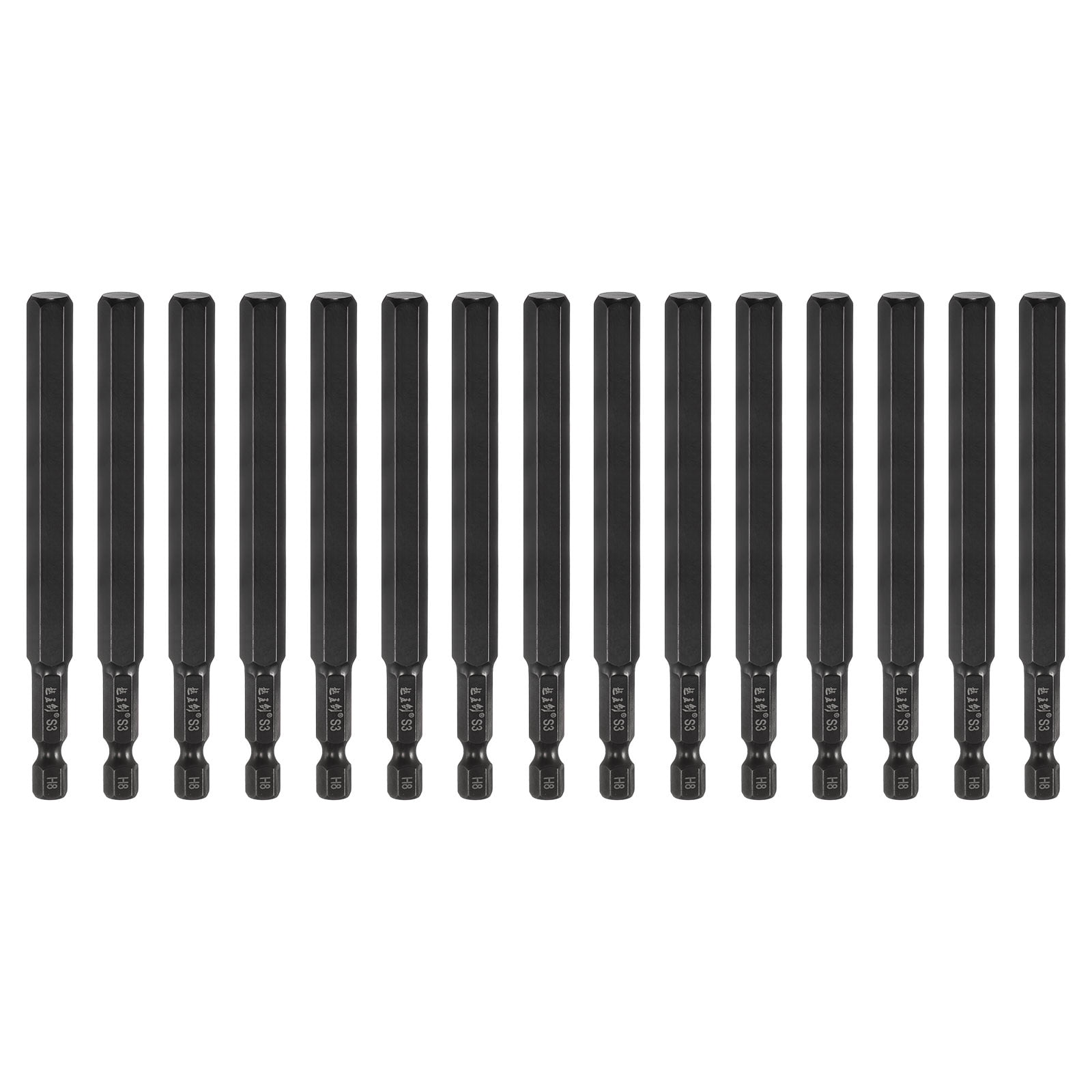 Uxcell 15pcs Hex Head Wrench Drill Bit 8mm(H8) Metric 1/4" Hex Shank 4"(100mm) Length S3 Steel Magnetic Impact Drivers Screwdriver Bit Industrial Grade Hexagon Electric Drill Bits
