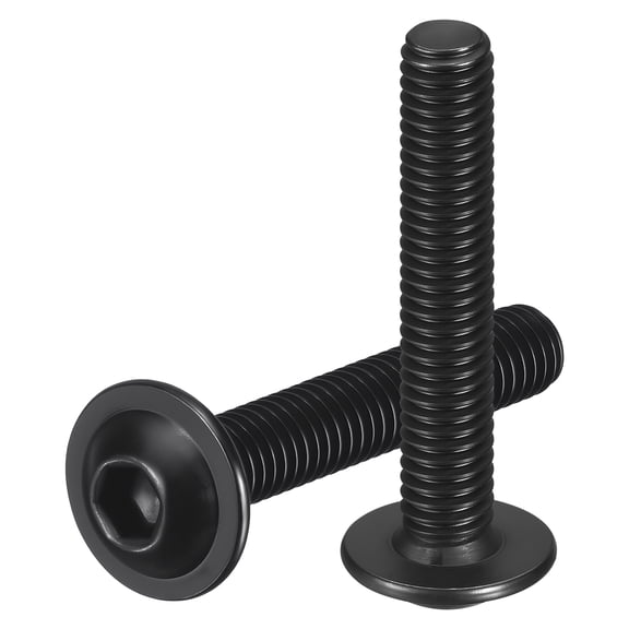 Uxcell 15pcs M6-1x35mm 304 Stainless Steel Flanged Button Head Socket Cap Screws, Black Oxide Allen Socket Drive Bolt Fasteners for Automotive, Furniture Repair & Equipment Fixes