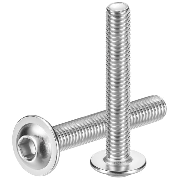 Uxcell 15pcs M6-1x45mm 304 Stainless Steel Flanged Button Head Socket Cap Screws, Allen Socket Drive Bolt Fasteners for Automotive, Furniture Repair & Equipment Fixes, Silver