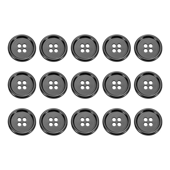 Uxcell 15pcs Metal Button 18mm (0.71") 4 Holes Alloy Round Sewing Buttons, Gun