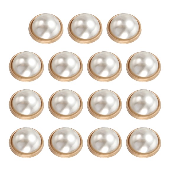 Uxcell 15pcs Metal Button 20mm Round Pearl Sewing Buttons for Clothes DIY, Gold