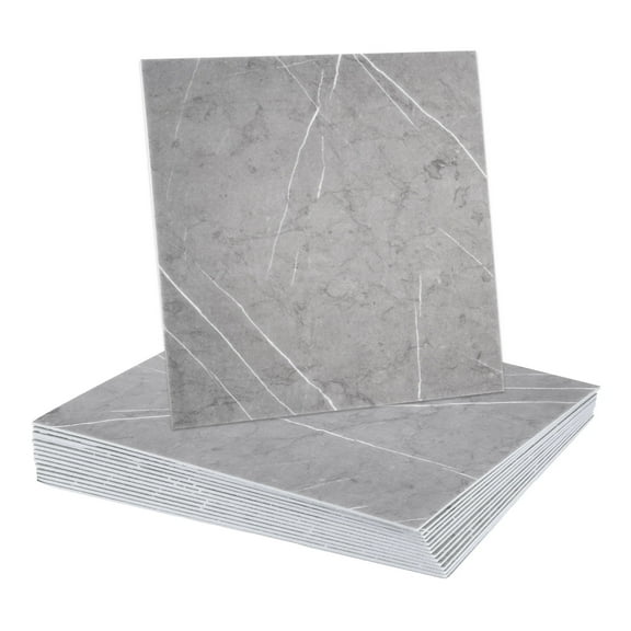 Uxcell 15Pcs Peel and Stick Marble Tiles, Waterproof Wall Panel Backsplash, 12"x12" Peel and Stick Shower Tiles for Bathroom, Thunder Grey Design