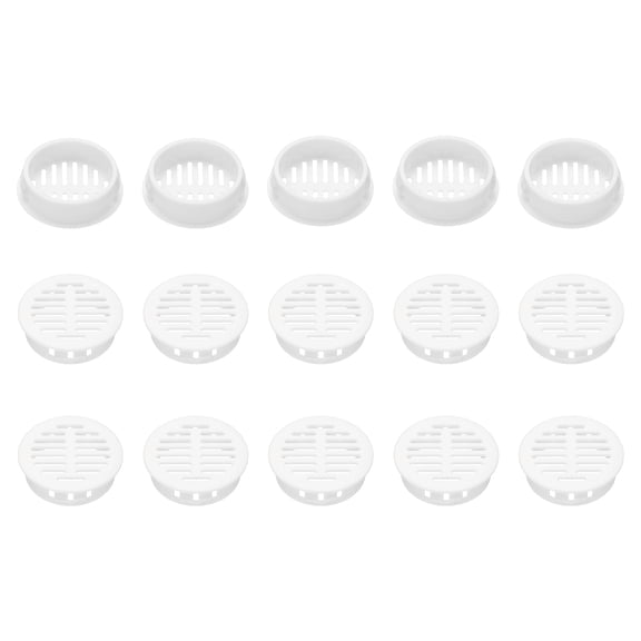 Uxcell 15pcs Round Cabinet Vent 1.38" (35mm Openings) Plastic Circular Soffit Exhaust Vent Soffit Louver Vent Mesh Hole for Bathroom Home Office Kitchen Cabinet Wardrobe, White