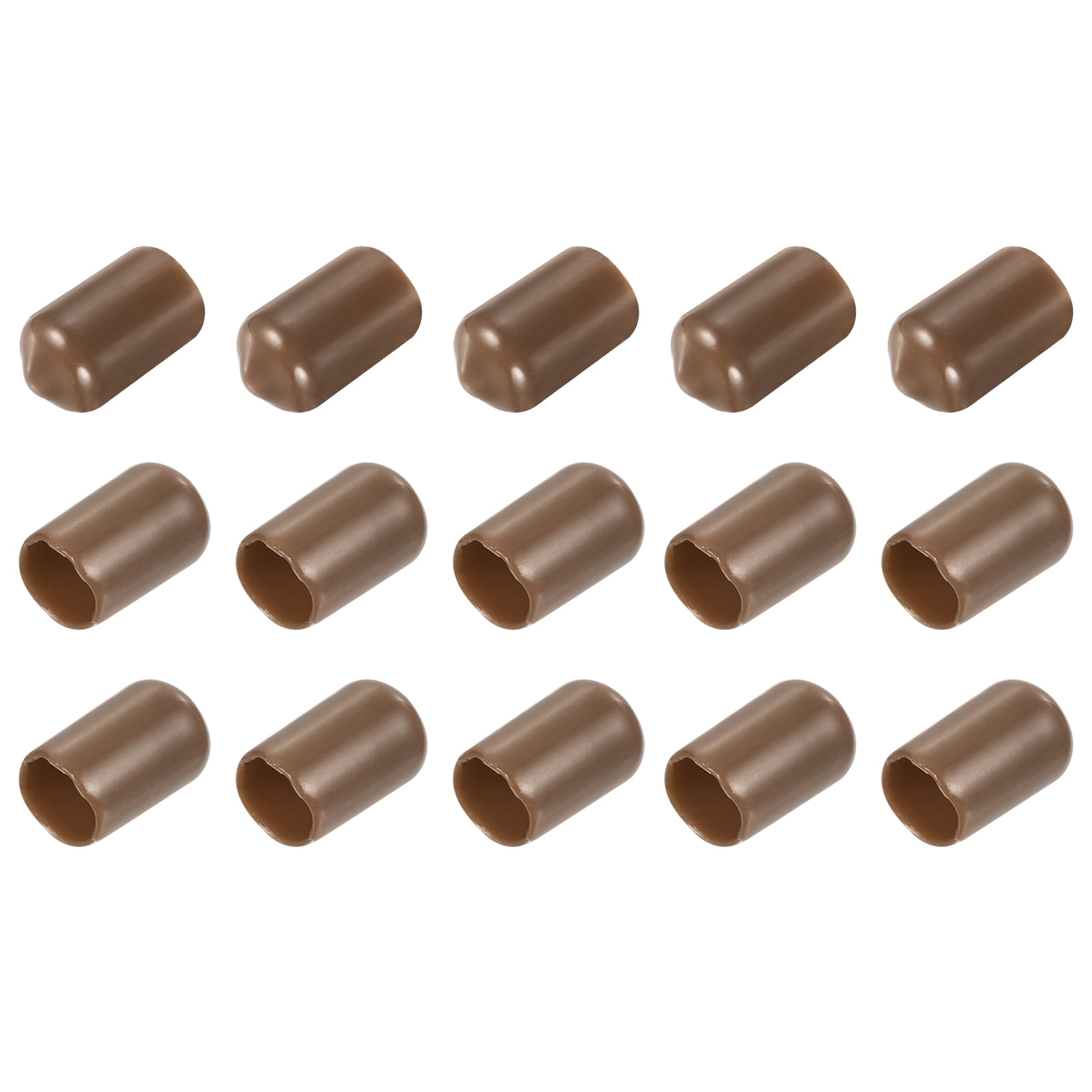 15pcs Rubber End Caps - 25mm (1 Inch) ID PVC Vinyl Round Screw Thread Protectors For Furniture, Pipes & Bolts - Yellow