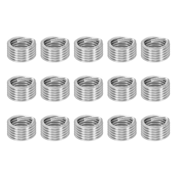 Uxcell 15pcs Wire Thread Inserts M18 x 2.5 x 1D Metric Helical Threaded Sleeve