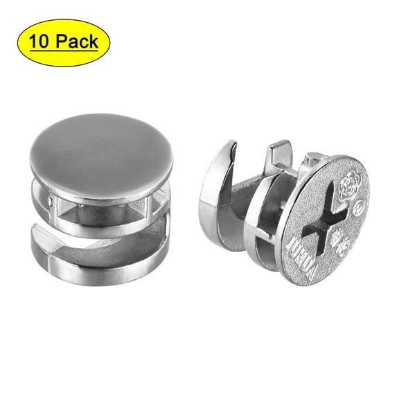 Uxcell 15x12mm Furniture Cam Lock Fittings Zinc Alloy with Gray Cover 10 Pack