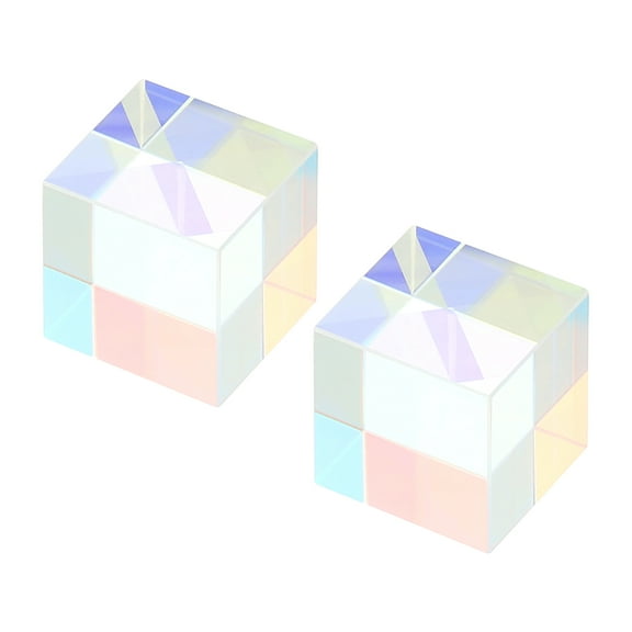 Uxcell 15x15x15mm Glass Prism Cube, 2 Pcs Mini Optical X-Cube RGB Prism Cube for Physics Teaching, Clear