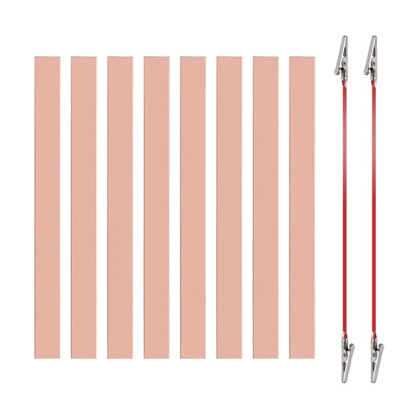 Uxcell 15x180mm Copper Anode Sheet, 8 Pack Pure Copper Strip (99.995% Pure) 1mm Thick Plate Electrode Set with Alligator Clips Cables for Electroplating Plating Experiment