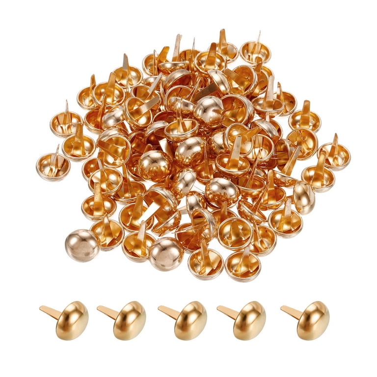 Uxcell 15x20mm Mini Brads Round Paper Fasteners for Art Crafting, Rose Gold 100Pack, Size: 15 mm x 20 mm