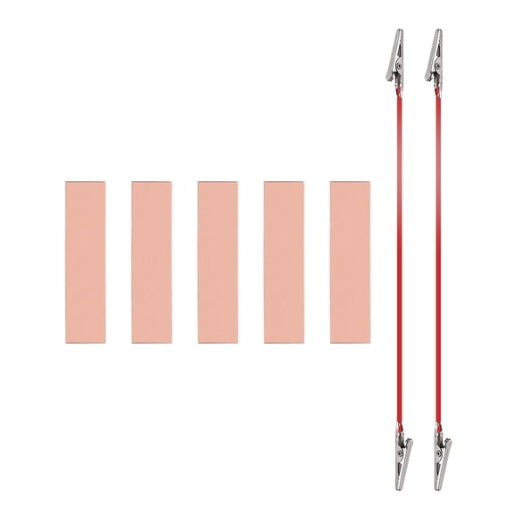 Uxcell 15x60mm Copper Anode Sheet, 5 Pack Pure Copper Strip (99.995% Pure) 1mm Thick Plate Electrode Set with Alligator Clips Cables for Electroplating Plating Experiment