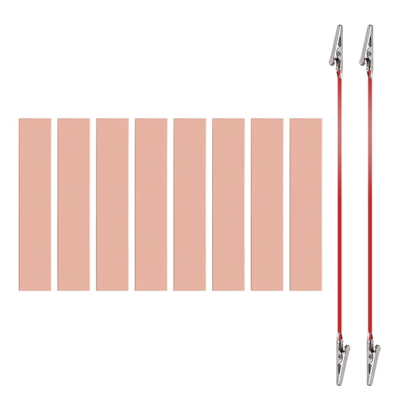 Uxcell 15x80mm Copper Anode Sheet, 8 Pack Pure Copper Strip (99.995% Pure) 1mm Thick Plate Electrode Set with Alligator Clips Cables for Electroplating Plating Experiment