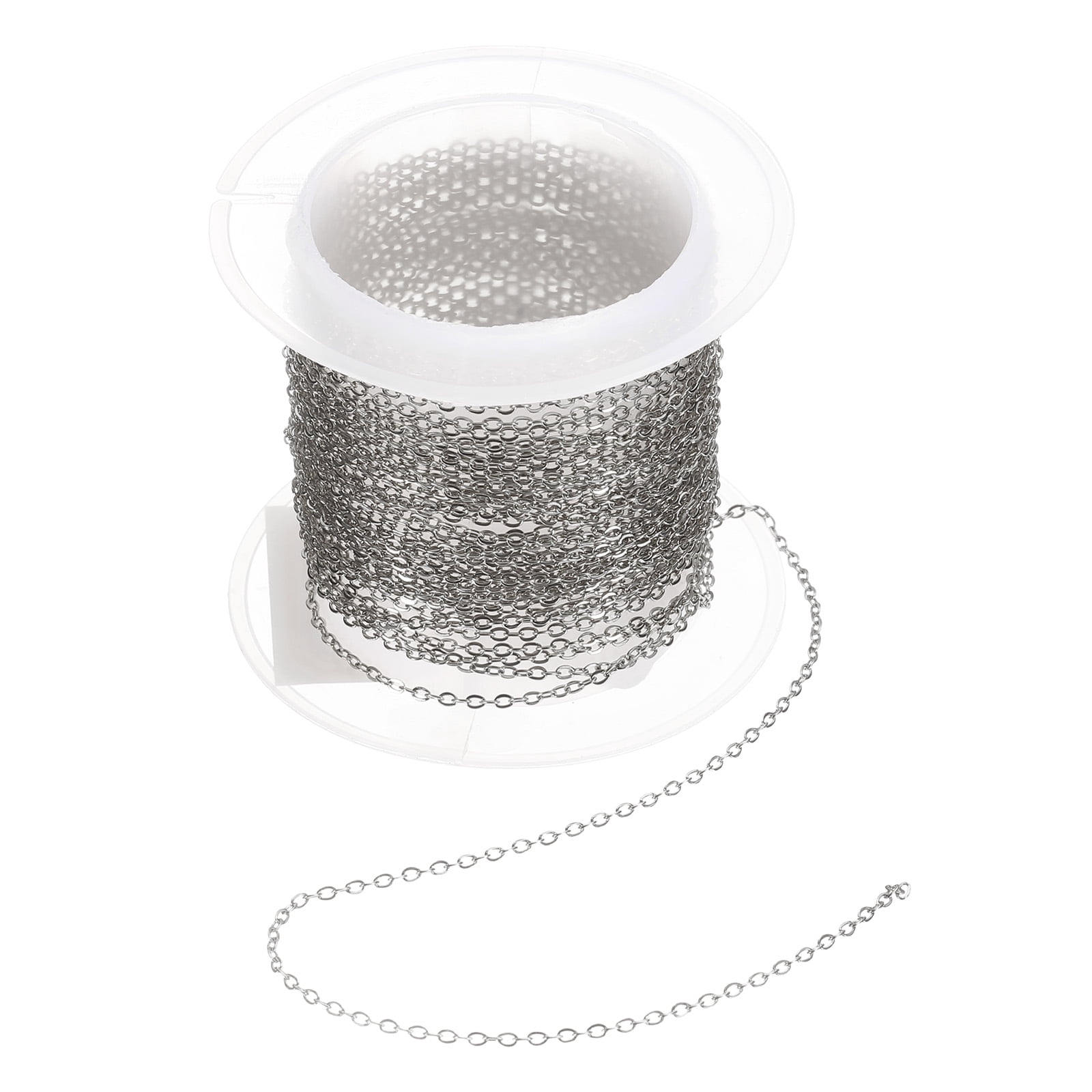 Uxcell 16.4 Feet/5 Meter Stainless Steel Curb Chain, 1.2x0.3mm Cuban ...