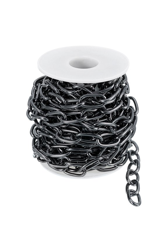 16.4 Feet Aluminum Embossed Oval Link Chain, 20x11x2.6mm, Dark Gray