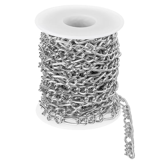 Uxcell 16.4 Feet Aluminum Twist Oval Link Chain, 8.8x6x1.66mm, 3:1(S:L), Silver