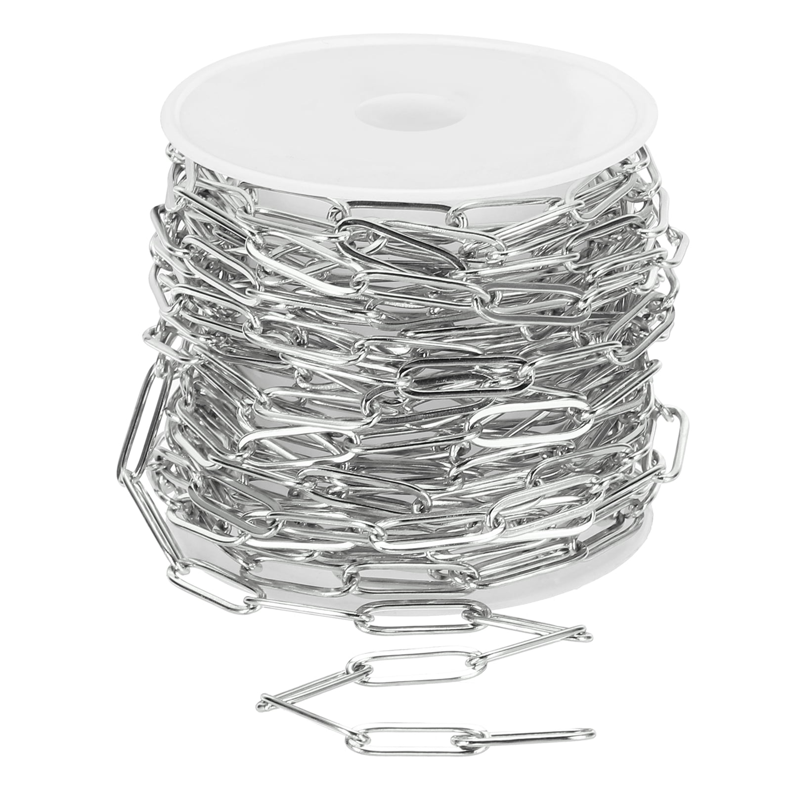 Uxcell 16.4 ft Paper Clip Chain, 4.5mm W Stainless Steel Chains for Jewelry Making, Silver