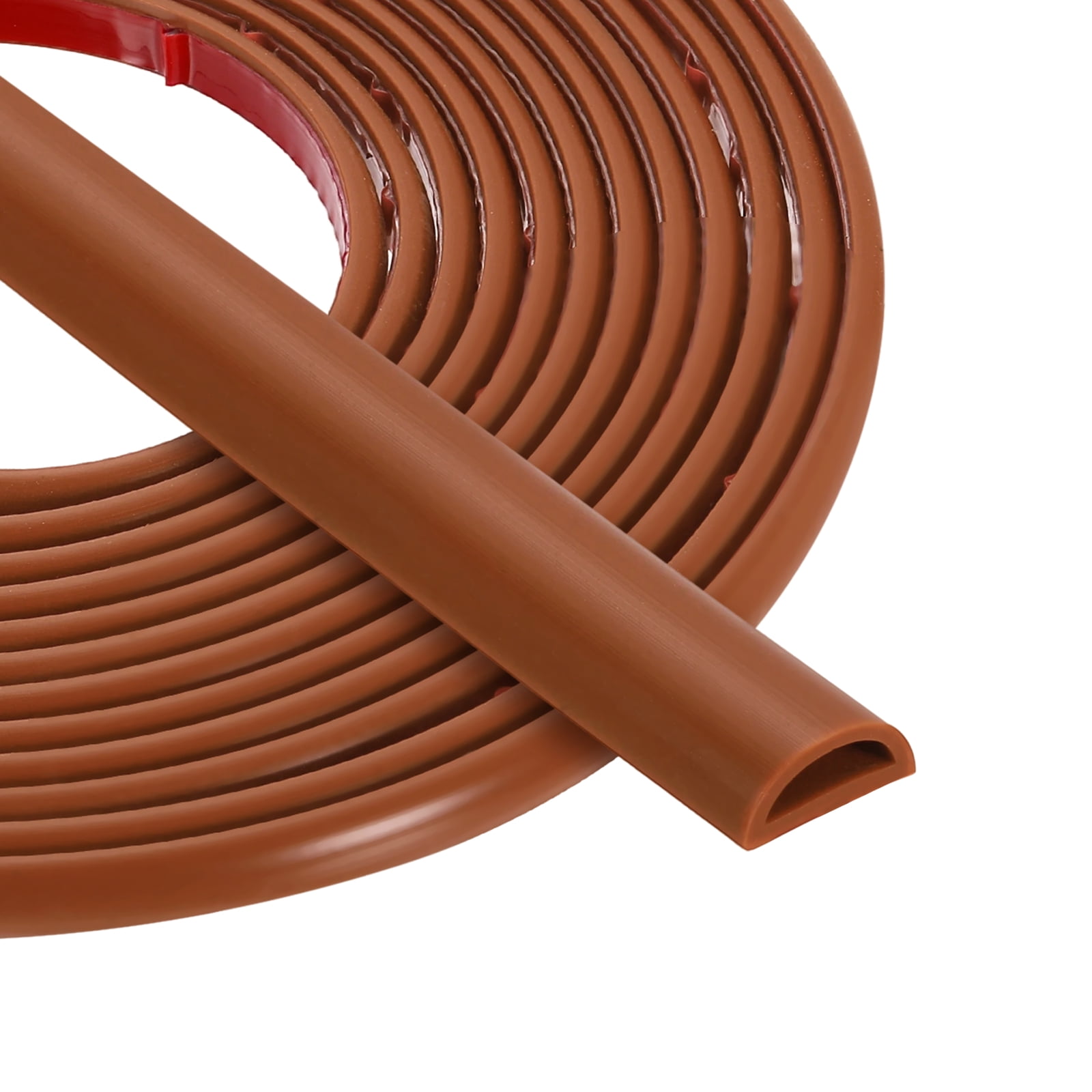 Uxcell 16.4FT Silicone D Shape Weather Stripping, 2Pcs Self Adhesive Door Seal, Brown
